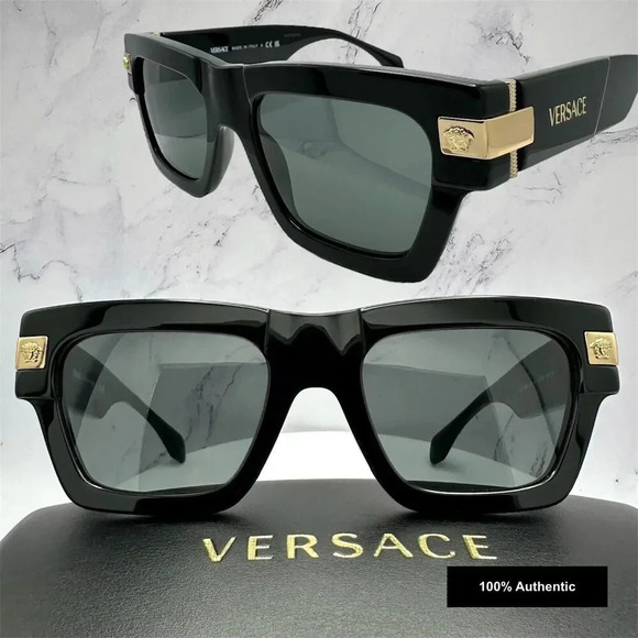 VERSACE Sunglasses Black Medusa Gold Logo Limited Edition Italy 100% Authentic - Picture 11 of 16